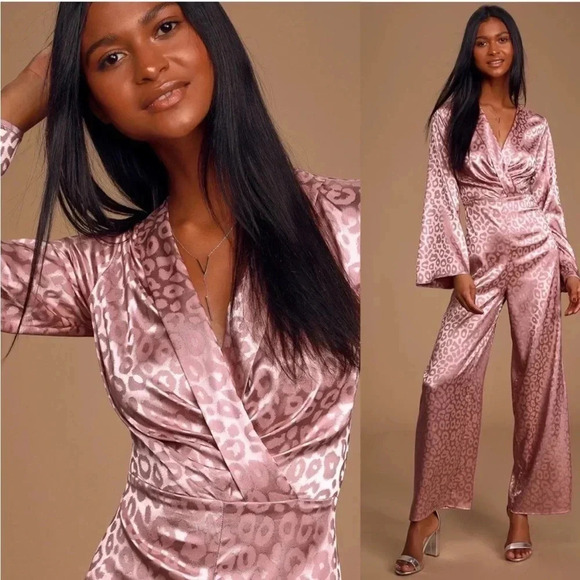 Lulus untamed Dame satin leopard jumpsuit - Picture 2 of 13